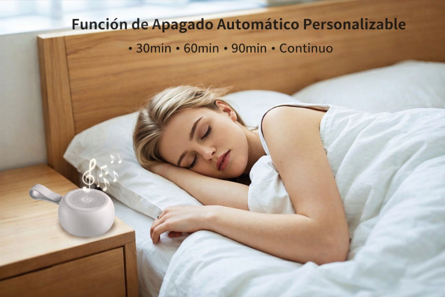 Máquina de Ruido Blanco Portátil Easysleep con Luz Nocturna y 25 Sonidos Relajantes