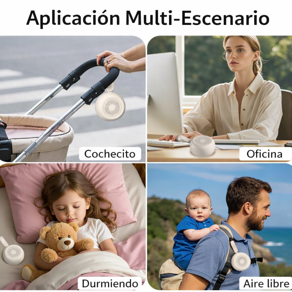 Máquina de Ruido Blanco Portátil Easysleep con Luz Nocturna y 25 Sonidos Relajantes